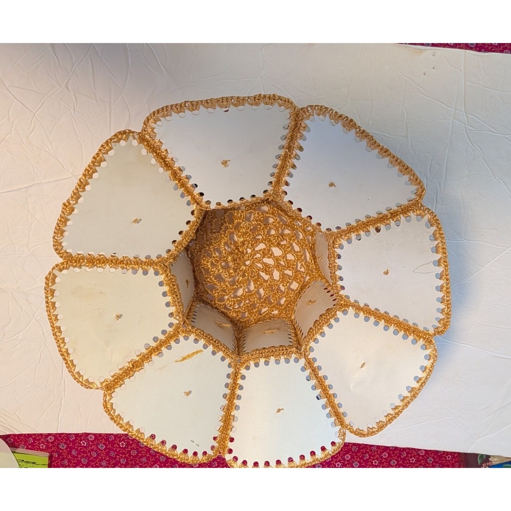 Vintage 70s Crochet Raffia Flower Daisy Bucket Sun Hat Handmade Multi Color Boho - Picture 4 of 8